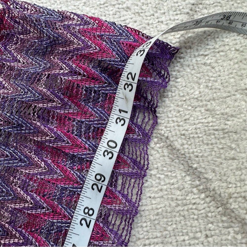 Missoni Pink & Purple Knit Zig Zag Fringe Scarf - Picture 5 of 6